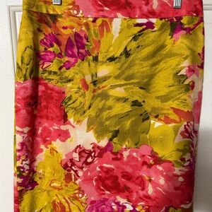 J. Crew Floral Skirt in Red and Yellow